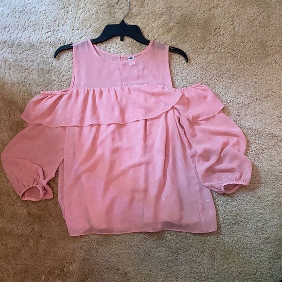 Pink sparkle off the shoulder blouse - Picture 1 of 3
